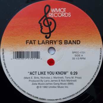 LP Fat Larry's Band: Act Like You Know / Zoom 360569