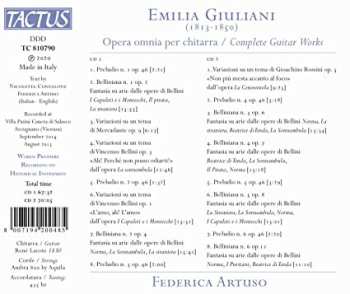 CD Federica Artuso: Emilia Giuliani: Opera Omnia Per Chitarra / Complete Guitar Works 478225