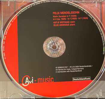 CD Felix Mendelssohn-Bartholdy: Violin Sonatas 439344