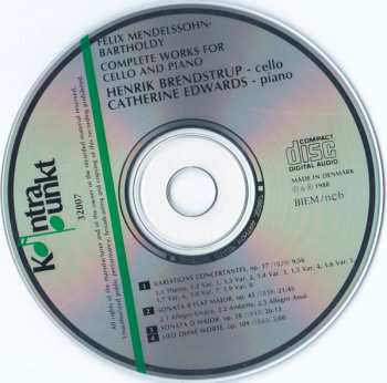 CD Felix Mendelssohn-Bartholdy: Complete Works For Cello And Piano 528920