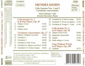 CD Felix Mendelssohn-Bartholdy: Cello Sonatas Nos. 1 And 2 • Variations Concertantes 118428