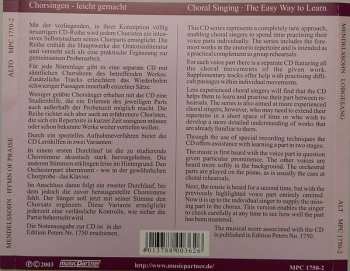 CD Felix Mendelssohn-Bartholdy: Chorsingen - Leicht Gemacht = Choral Singing (The Easy Way To Learn)