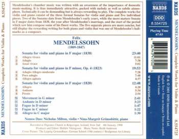CD Felix Mendelssohn-Bartholdy: Complete Works For Violin And Piano 121391