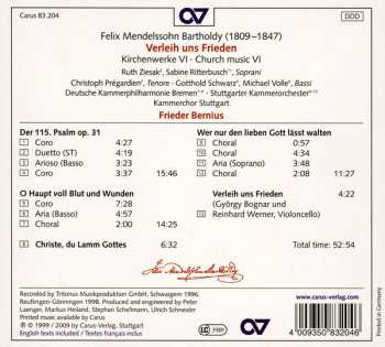 CD Felix Mendelssohn-Bartholdy: Verleih Uns Frieden (Kirchenwerke VI = Church Music = Œuvres Sacrées) 421331