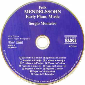 CD Felix Mendelssohn-Bartholdy: Early Piano Music 284811