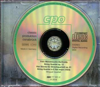 CD Felix Mendelssohn-Bartholdy: String Quartets, Op. 12 & Op. 81; String Quartet (1823)