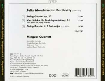 CD Felix Mendelssohn-Bartholdy: String Quartets, Op. 12 & Op. 81; String Quartet (1823)