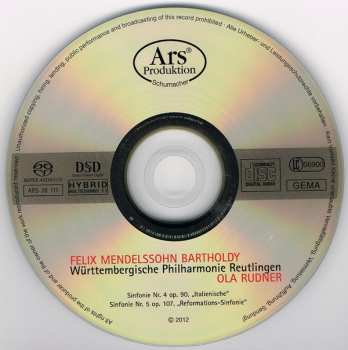 SACD Felix Mendelssohn-Bartholdy: Sinfonie Nr. 4 "Italienische" / Sinfonie Nr. 5 "Reformations-Sinfonie" 432110