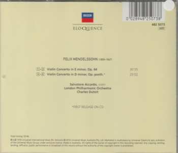 CD Felix Mendelssohn-Bartholdy: Violin Concerto In E Minor Violin Concerto In D Minor   191277