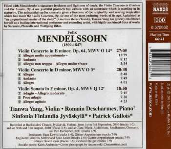 CD Felix Mendelssohn-Bartholdy: Violin Concertos, Violin Sonata In F Minor 193708