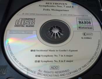 CD Felix Weingartner: Symphony No. 7 / Symphony No. 8 / Egmont Overture 352675