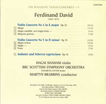 CD Ferdinand David: Violin Concerto No 4, Op 23 • Violin Concerto No 5, Op 34 • Andante And Scherzo Capriccioso, Op 16 177275