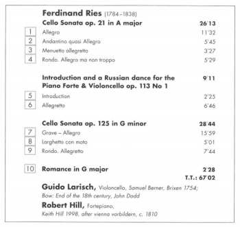 CD Ferdinand Ries: Cello Sonatas  447523