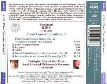 CD Ferdinand Ries: Piano Concerto, Op. 132 'Farewell To England' Grand Variations On 'Rule Britannia' 447100