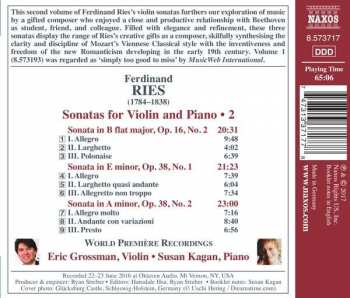CD Ferdinand Ries: Sonatas For Violin And Piano: 2 114151
