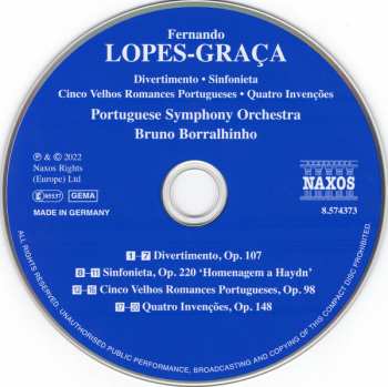 CD Fernando Lopes-Graça: Divertimento • Sinfonieta 302111