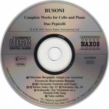 CD Ferruccio Busoni: Complete Works For Cello And Piano (Serenade • Little Suite • Finnish Variations) 336743
