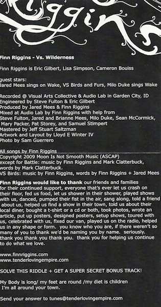 CD Finn Riggins: Vs. Wilderness LTD