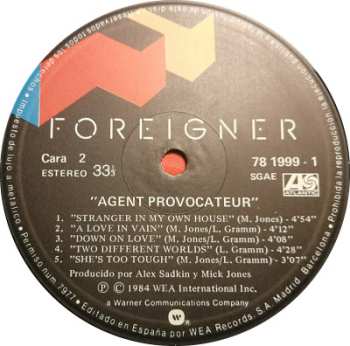 LP Foreigner: Agent Provocateur 543322