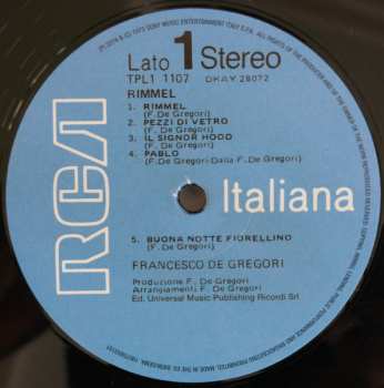 LP Francesco De Gregori: Rimmel