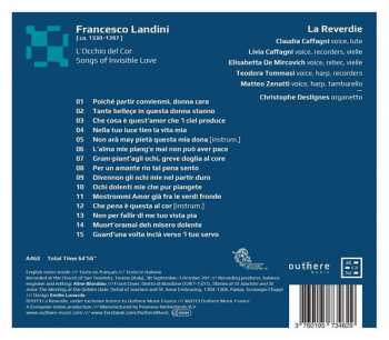 CD Francesco Landini: L'Occhio Del Cor: Songs Of Invisible Love 281324