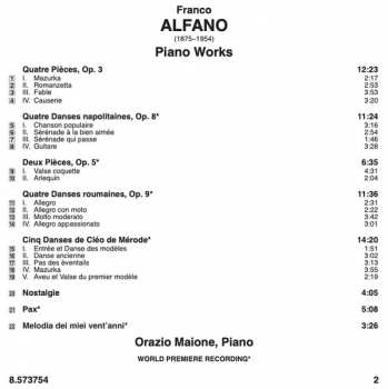 CD Franco Alfano: Piano Works 288585