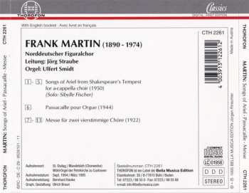 CD Frank Martin: Songs Of Ariel / Passacaille Pour Orgue / Messe 538985