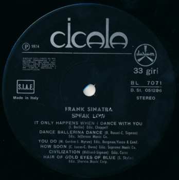 LP Frank Sinatra: Speak Low - Dal Vivo