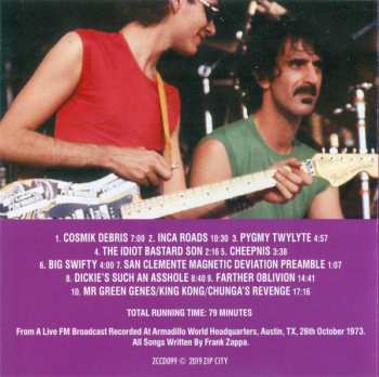 CD Frank Zappa: Austin 1973 (The Classic Texas Broadcast) 427962