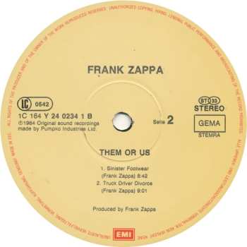 2LP Frank Zappa: Them Or Us