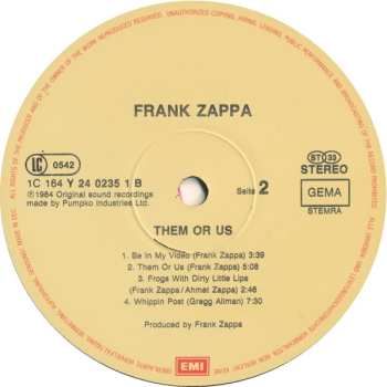 2LP Frank Zappa: Them Or Us