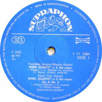 LP František Antonín Rössler: Wind Quintet & Quartet 367924