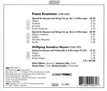 CD František Vincenc Kramář - Krommer: Bassoon Quartets Op. 46 / Sonata For Bassoon & Cello 470057