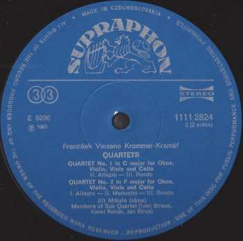 LP František Vincenc Kramář - Krommer: Quartets 533034