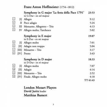 CD Franz Anton Hoffmeister: Symphonies 314624