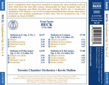 CD Franz Ignaz Beck: Symphonies Op. 3, Nos. 1-4 312219