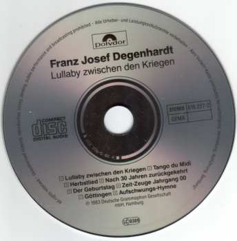 CD Franz Josef Degenhardt: Lullaby Zwischen Den Kriegen 279317