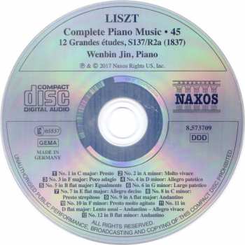 CD Franz Liszt: 12 Grandes Études (1837) 247500