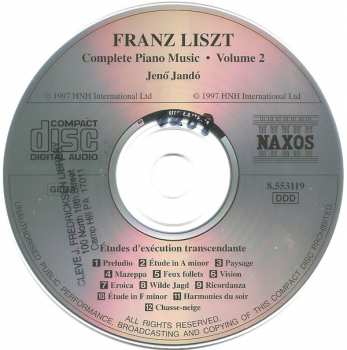 CD Franz Liszt: Complete Piano Music • Volume 2 - Etudes D'Exécution Transcendante (Transcendental Studies) 1851 Version 251346