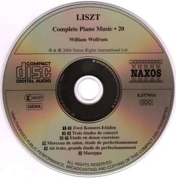 CD Franz Liszt: Etudes: Gnomenreigen • Waldesrauschen • Etudes De Concert 306342