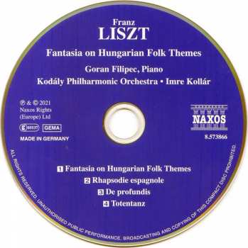 CD Franz Liszt: Fantasia On Hungarian Folk Themes 120082