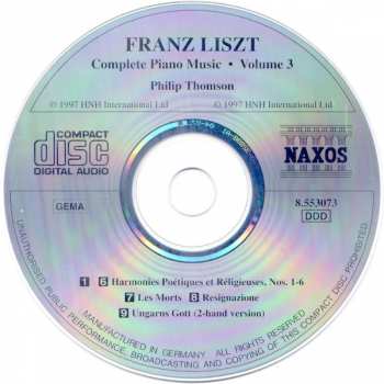 CD Franz Liszt: Harmonies Poétiques Et Réligieuse, Nos. 1-6 • Les Morts • Resignazione • Ungarns Gott 346100