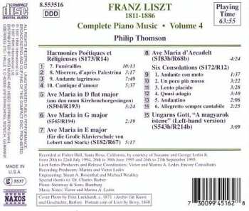 CD Franz Liszt: Harmonies Poétiques Et Réligieuses Nos. 7-10 • Ave Maria • Consolations • Ungarns Gott   433406