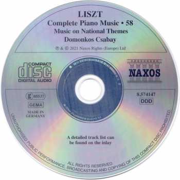 CD Franz Liszt: Liszt Complete Piano Music • 58 (Music On National Themes) 116568