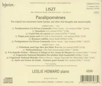 2CD Franz Liszt: Paralipomènes (The Original Dante Sonata And Other First Thoughts And Second Drafts) 343479