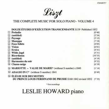 CD Franz Liszt: Transcendental Studies · Elégie Sur Des Motifs De Prince Louis Ferdinand De Pursse · Adagio · Mariotte·  286842