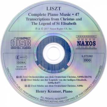 CD Franz Liszt: Transcriptions From Christus And The Legend Of St Elisabeth 252948