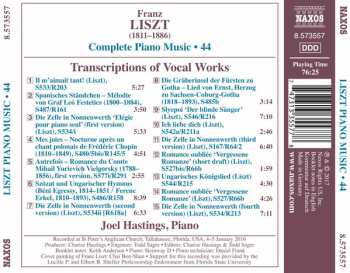 CD Franz Liszt: Transcriptions Of Vocal Works 319753