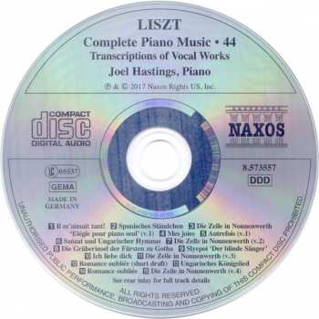CD Franz Liszt: Transcriptions Of Vocal Works 319753