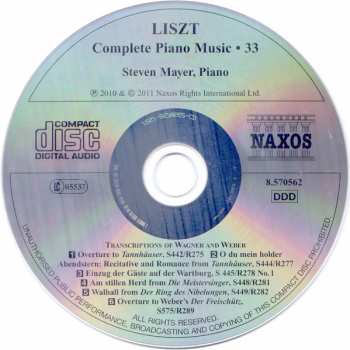 CD Franz Liszt: Wagner And Weber Transcriptions 122206